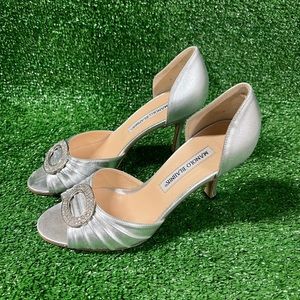 Manolo Blahnik sedaraby silver buckle sandals